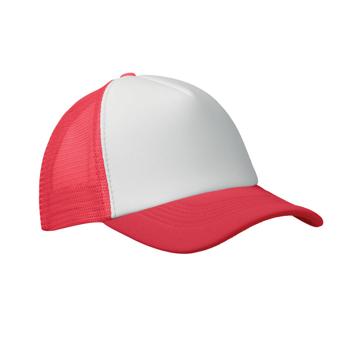 Casquette trucker personnalisée – Blanc/rouge Casquette trucker personnalisée – Blanc/rouge