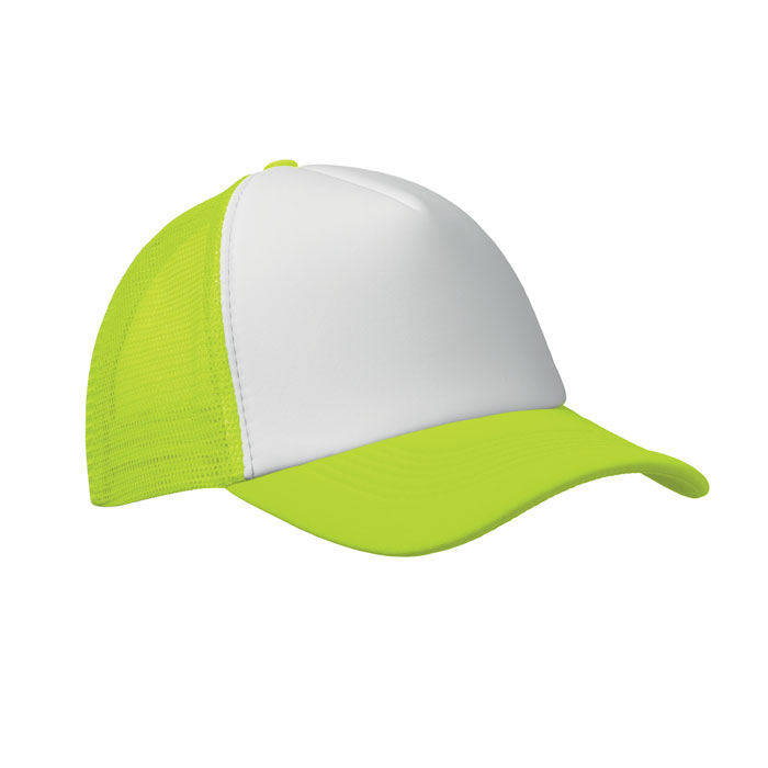 Casquette trucker personnalisée – Blanc/jaune fluo Casquette trucker personnalisée – Blanc/jaune fluo