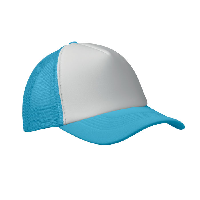 Casquette trucker personnalisée – Blanc/turquoise Casquette trucker personnalisée – Blanc/turquoise