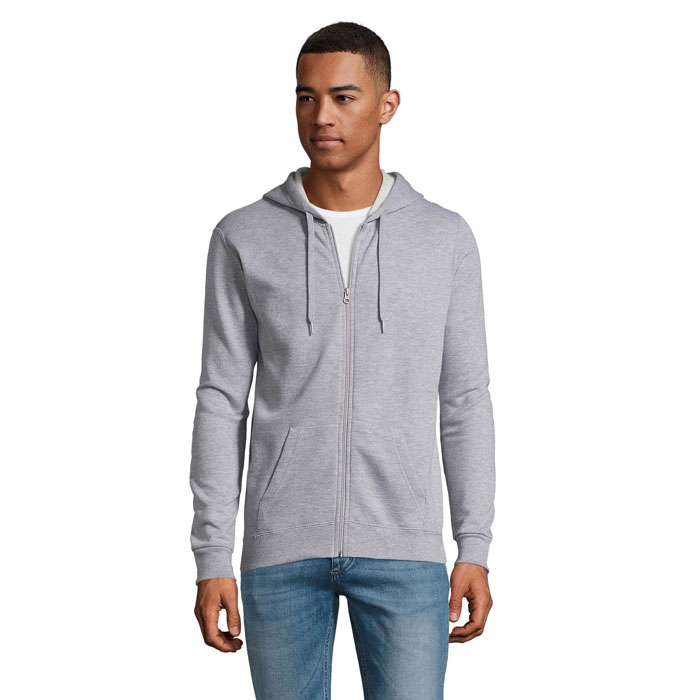 Sweat zippé à capuche personnalisé – Gris chiné Sweat zippé à capuche personnalisé – Gris chiné