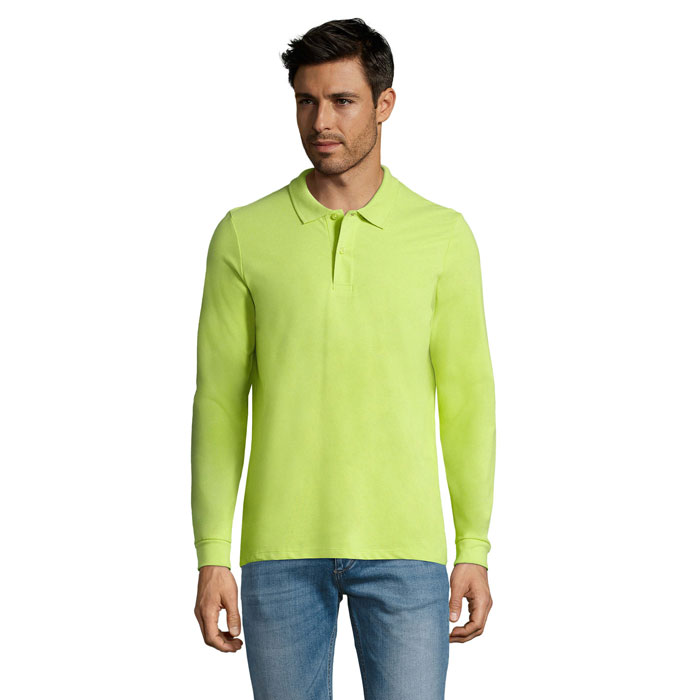 Polo manches longues personnalisé – Vert pomme Polo manches longues personnalisé – Vert pomme