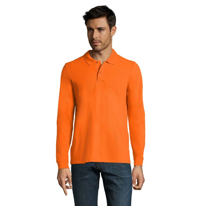 Polo manches longues personnalisé – Orange Polo manches longues personnalisé – Orange