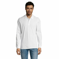 Polo manches longues personnalisé – Blanc