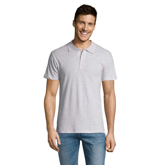 Polo manches courtes personnalisé – Blanc chiné Polo manches courtes personnalisé – Blanc chiné