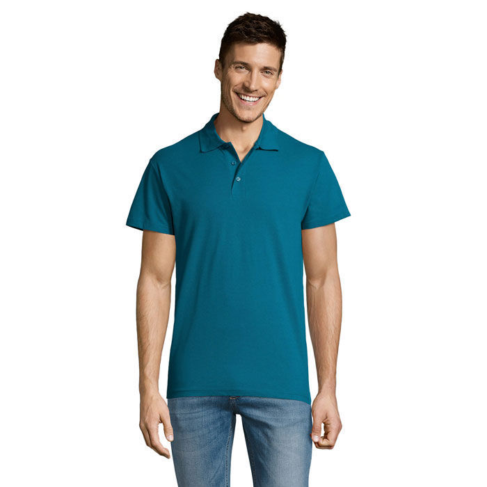 Polo manches courtes personnalisé – Bleu canard Polo manches courtes personnalisé – Bleu canard
