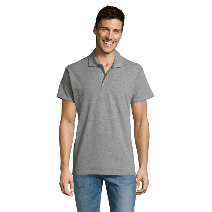 Polo manches courtes personnalisé – Gris chiné Polo manches courtes personnalisé – Gris chiné
