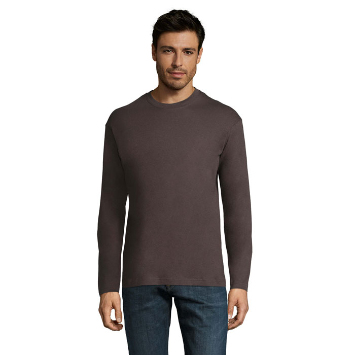 Tee-shirt manches longues col rond personnalisé – Gris foncé Tee-shirt manches longues col rond personnalisé – Gris foncé