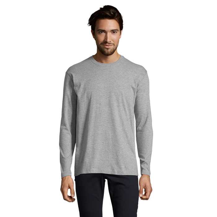 Tee-shirt manches longues col rond personnalisé – Gris chiné Tee-shirt manches longues col rond personnalisé – Gris chiné