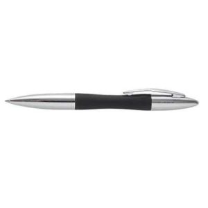 STYLO BILLE METAL+ASPECT GOMME NOIR