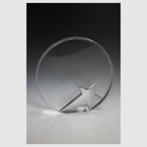 TROPHÉE PLEXIGLASS ROND ETOILE METAL