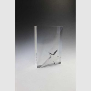 TROPHÉE BLOC PLEXIGLASS PM TOMBSTONE ETOILE METAL