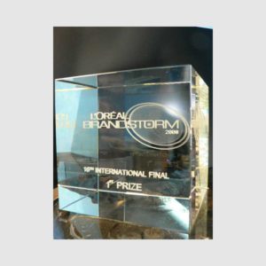 BLOC CUBE DE VERRE 15*15*15 CM 3D