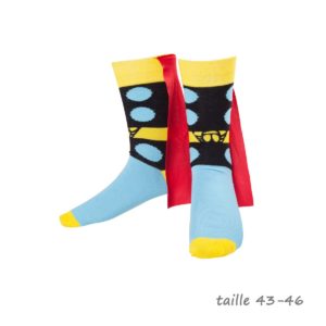 Chaussettes Thor avec Cape Marvel : Chaussettes Thor avec Cape taille 43/46