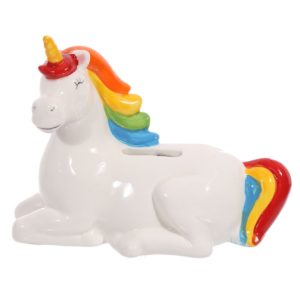 Tirelire Licorne Arc-en-Ciel en Ceramique