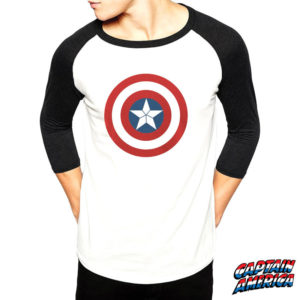 T-shirt Captain America manches longues Homme : T-SHIRT CAPTAIN AMERICA MANCHES 3/4 HOMME TAILLE L