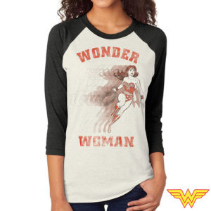 T-Shirt Wonder Woman Manches 3/4 : T-SHIRT WONDER WOMAN MANCHES 3/4 FEMME TAILLE M