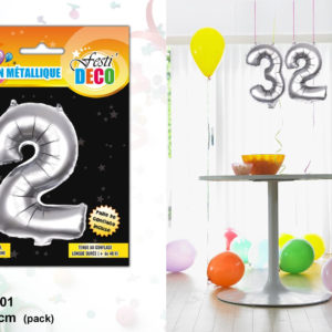 Maxi Ballon Metallique Chiffre Anniversaire : Chiffre 2