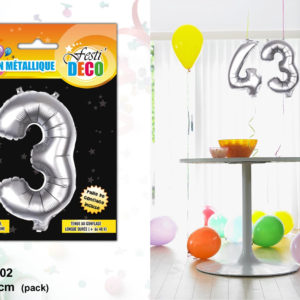Maxi Ballon Metallique Chiffre Anniversaire : Chiffre 3