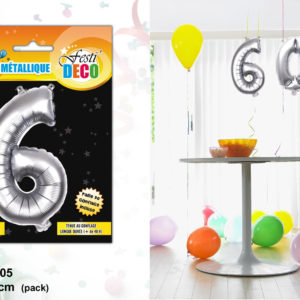Maxi Ballon Metallique Chiffre Anniversaire : Chiffre 6