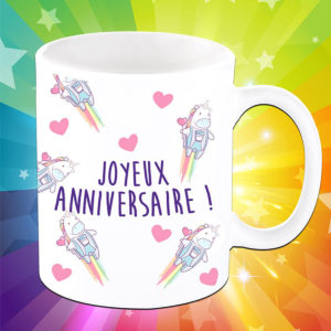 Mug Joyeux Anniversaire Licornes