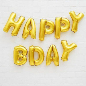 Banniere Ballons Dores Happy Birthday