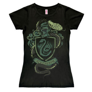 T-Shirt Femme Harry Potter Noir Armoiries de Serpentard : L