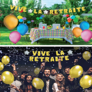 Guirlande de Ballons Geante Vive la Retraite 6 M