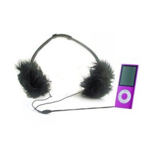 Casque Audio Girly Fourrure Noire