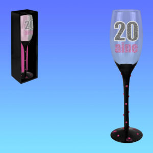 Flute a Champagne Anniversaire en Verre : Flute anniversaire 20 ans
