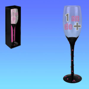 Flute a Champagne Anniversaire en Verre : Flute anniversaire 1 an de +