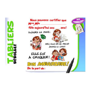 Tablier Anniversaire avec Marqueur : Tablier dedicace bon anni femme