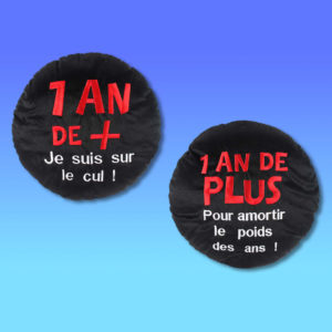 Coussin Noir Anniversaire : Coussin Noir 1 an de plus