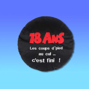 Coussin Noir Anniversaire : Coussin Noir 18 ans