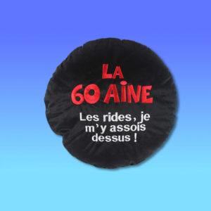 Coussin Noir Anniversaire : Coussin Noir 60 ans
