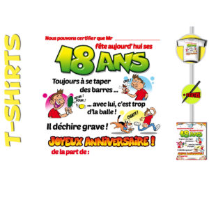 T-Shirt Anniversaire Certifie avec Marqueur : T-Shirt Certifie Homme 18 ans
