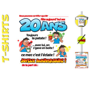 T-Shirt Anniversaire Certifie avec Marqueur : T-Shirt Certifie Homme 20 ans