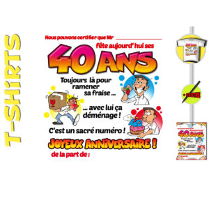 T-Shirt Anniversaire Certifie avec Marqueur : T-Shirt Certifie Homme 40 ans
