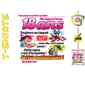 T-Shirt Anniversaire Certifie avec Marqueur : T-Shirt Certifie Femme 18 ans