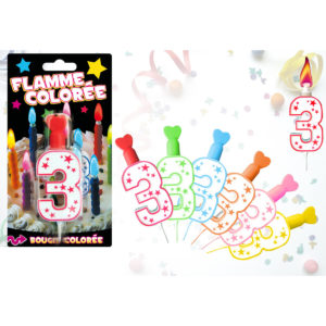 Bougie Chiffre Flamme Coloree : Bougie Flamme Coloree Chiffre 3
