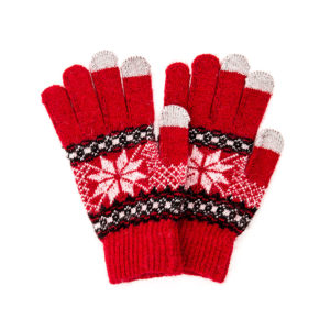 Gants Tactiles Flocons de Neige : Gants Tactiles Flocons de Neige Rouges