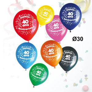 Sachet de 8 Ballons Age Anniversaire : Ballons Anniversaire 40 ans