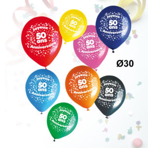 Sachet de 8 Ballons Age Anniversaire : Ballons Anniversaire 50 ans