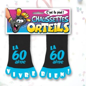 Chaussettes Orteils Anniversaire Noires : Chaussettes Orteils Noires 60 ans