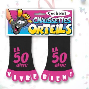 Chaussettes Orteils Anniversaire Roses : Chaussettes Orteils Roses 50 ans