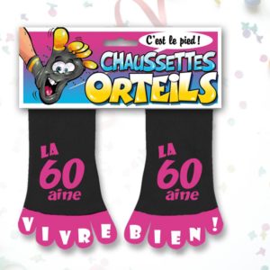 Chaussettes Orteils Anniversaire Roses : Chaussettes Orteils Roses 60 ans