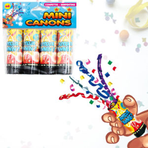 Lot de 4 Mini Canons a Confettis et Serpentins
