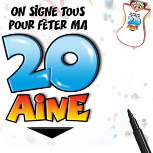 Maxi Bavoir Anniversaire avec Marqueur : Bavoir Dedicace 20aine