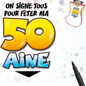 Maxi Bavoir Anniversaire avec Marqueur : Bavoir Dedicace 50aine