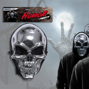 Masque Tete de Mort Argentee avec Capuche