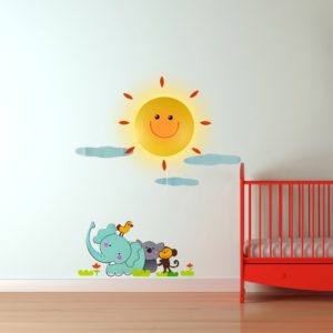 Lampe et Stickers Soleil et Animaux